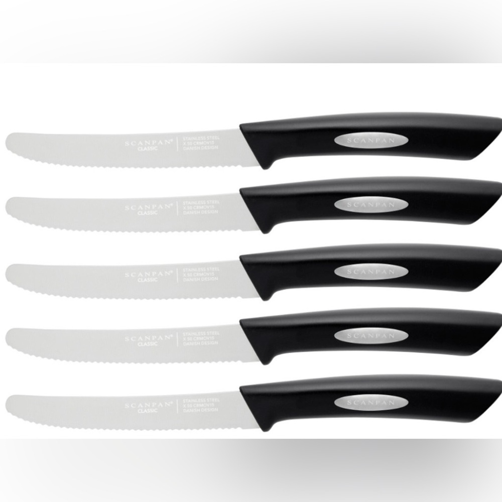 Scanpan Classic Black 12cm Steak Knives Set of 5 — Genuine Danish Design